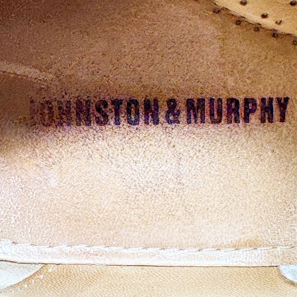 Johnston & Murphy Tan Nubuck Leather Plain Toe Derby Shoes Mens Size 9M Preppy - Picture 10 of 13